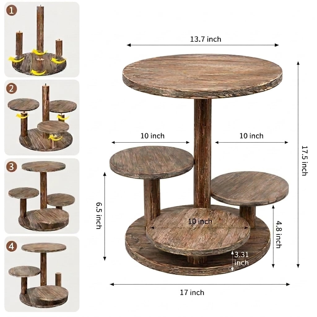 W00D0 Rustic Multi-Tier Wooden Display Stand – Premium Teak Wood & Gorjon Plywood Organizer