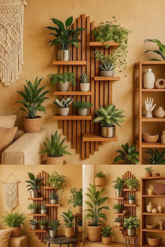 Premium Teak Wooden Slat Wall Shelf