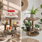 W00D0 Rustic Multi-Tier Wooden Display Stand – Premium Teak Wood & Gorjon Plywood Organizer
