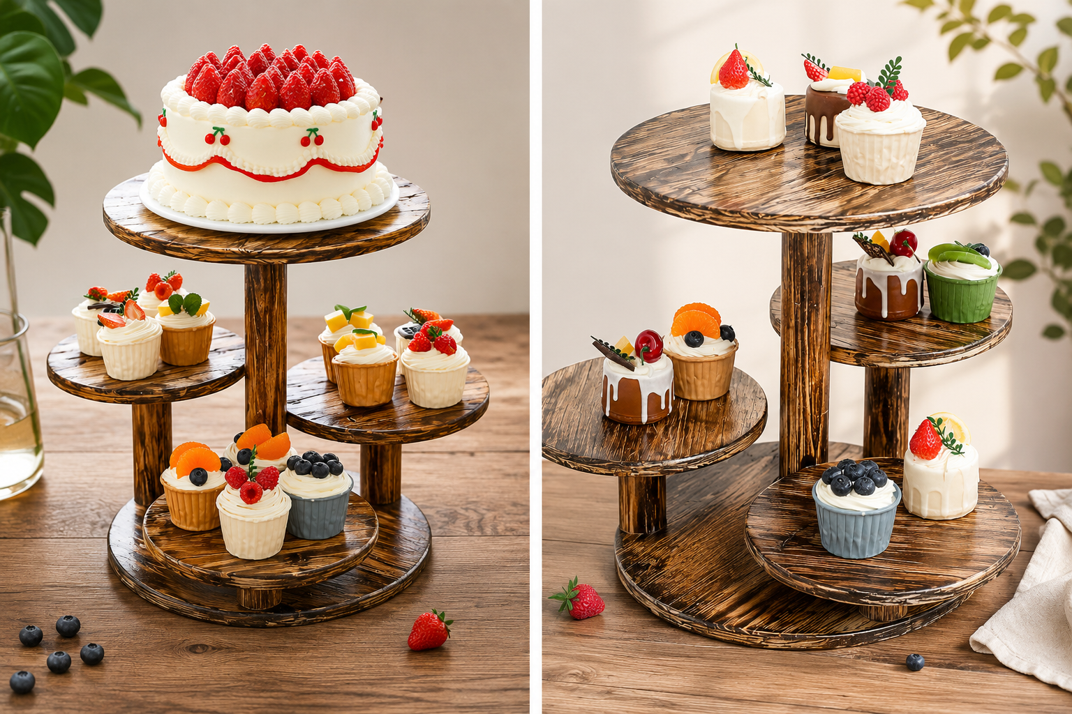 W00D0 Rustic Multi-Tier Wooden Display Stand – Premium Teak Wood & Gorjon Plywood Organizer