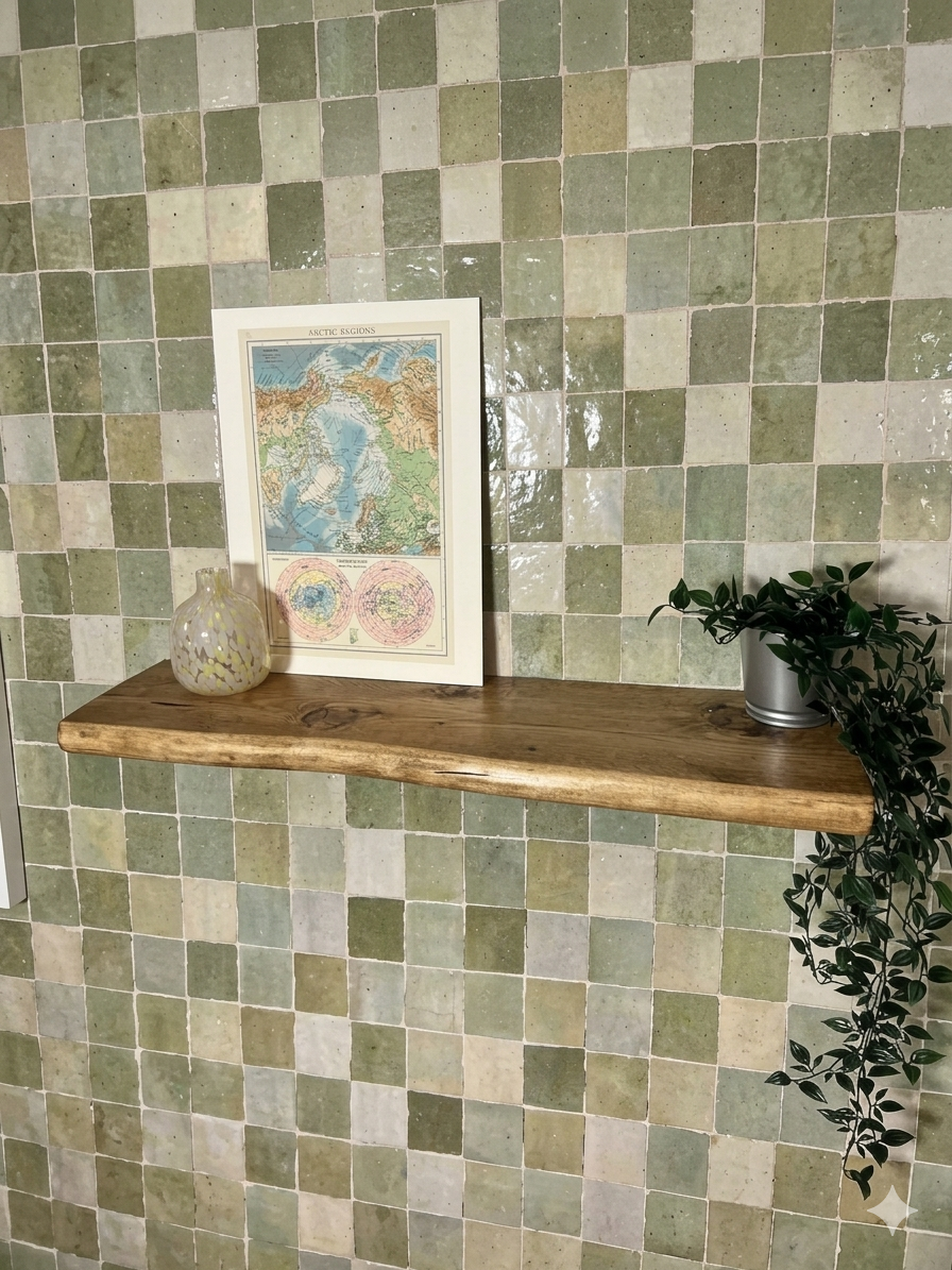 W00D0 Rustic Live Edge Solid Wood Floating shelves – Premium Mehogoni Wall shelves
