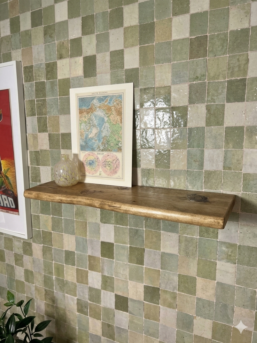 W00D0 Rustic Live Edge Solid Wood Floating shelves – Premium Mehogoni Wall shelves