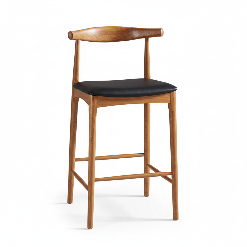 Enhanced Teak Bar Stool - White Background